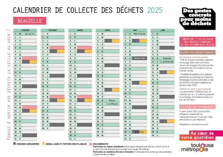 Calendriers de collecte 2025 - Ville de Beauzelle